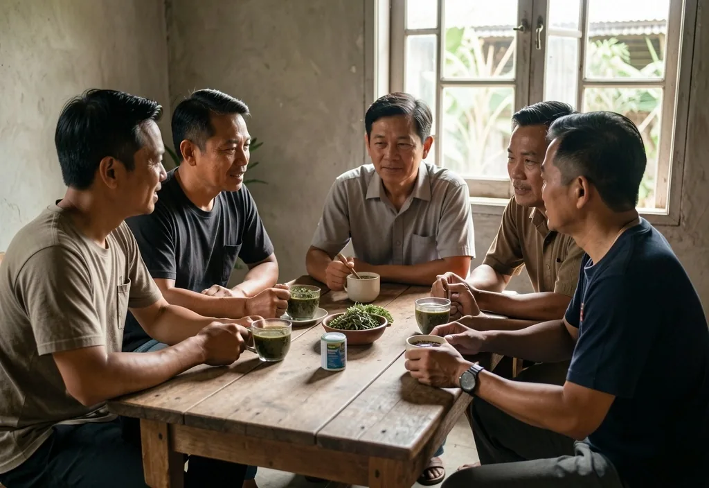 Group of men gathered for wellness discussion