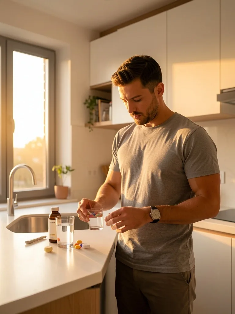 Man preparing morning nutrition